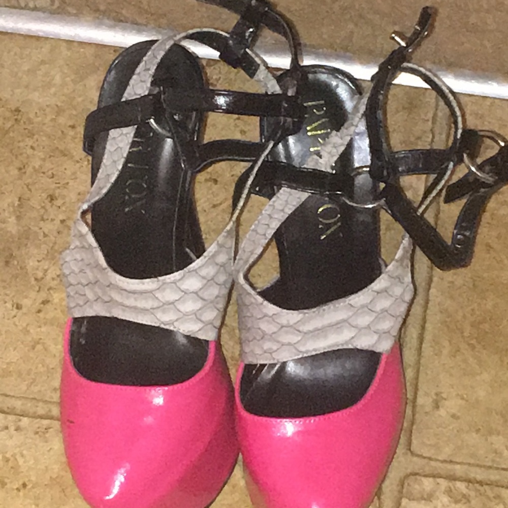Pink and printed heels